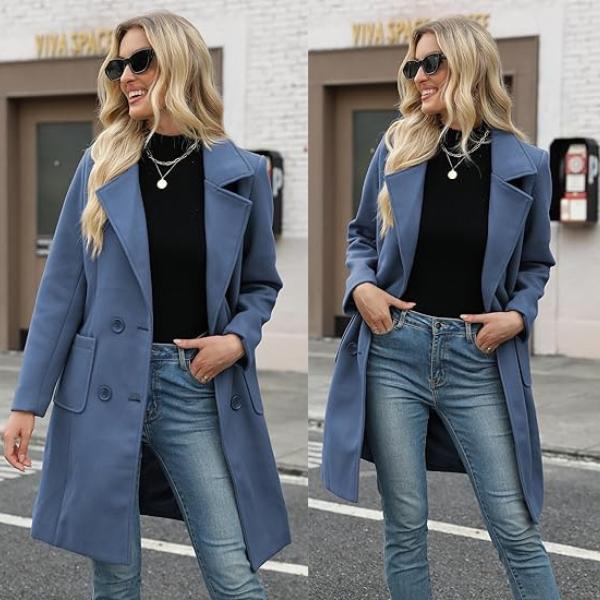 Manteau camel en laine mélangée