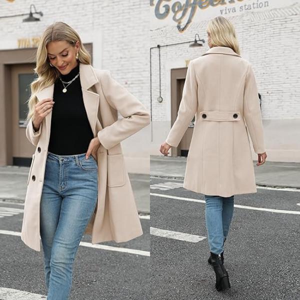 Manteau camel en laine mélangée