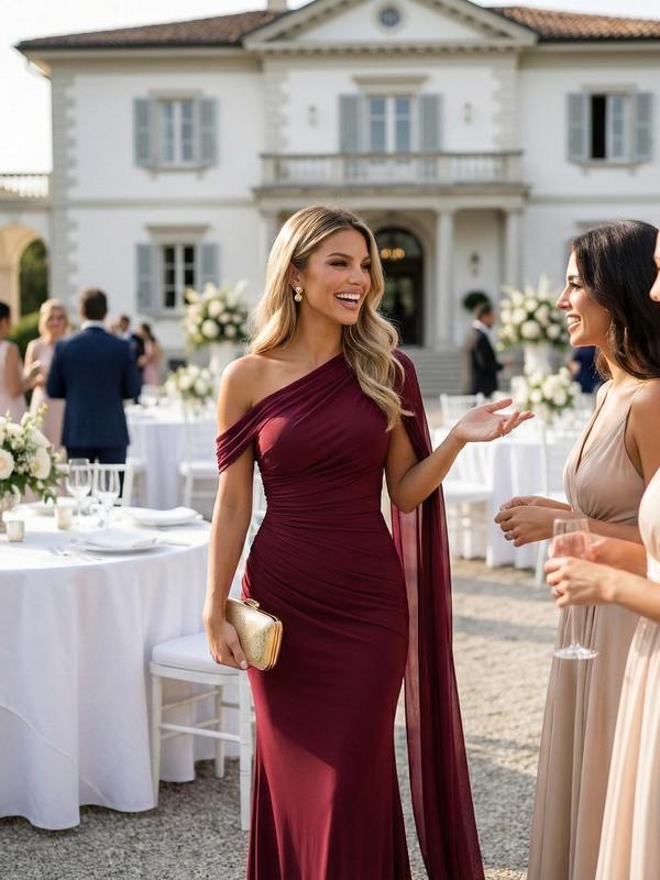 One Shoulder Elegant Maxi Dress