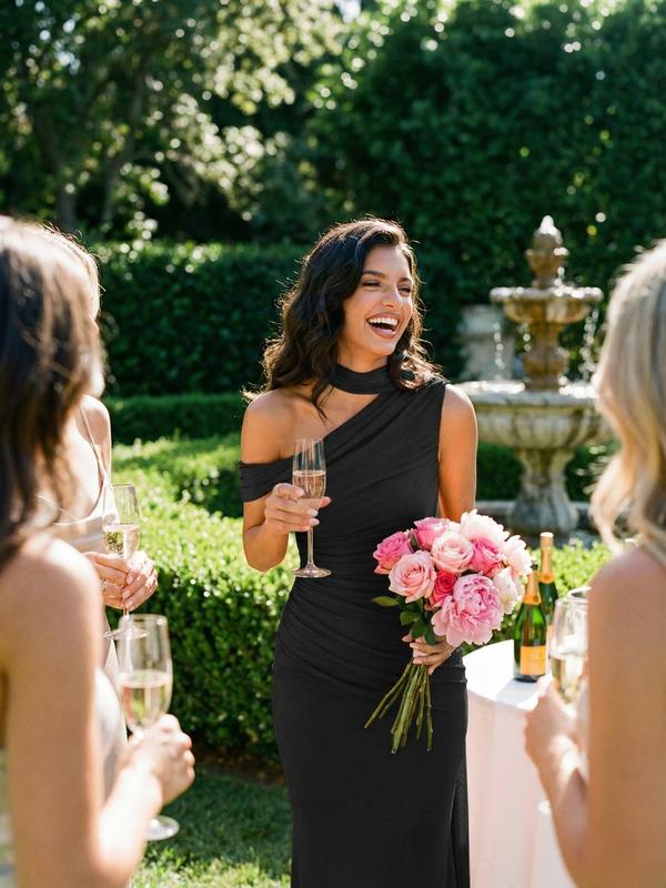 One Shoulder Elegant Maxi Dress