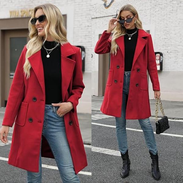 Manteau camel en laine mélangée