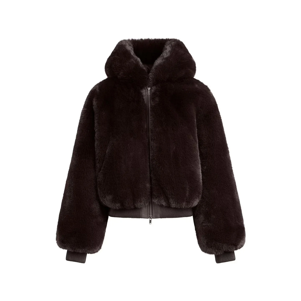 Luxuriöse Kapuzenjacke aus Kunstpelz 