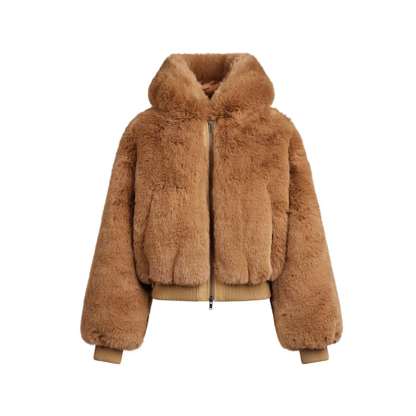 Luxuriöse Kapuzenjacke aus Kunstpelz 