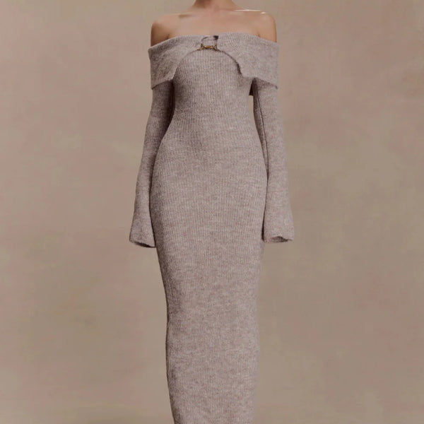 Aurora Off-Shoulder Knit Midi Dress