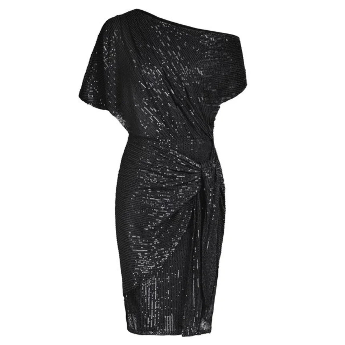 Sequin Off-Shoulder Wrap Dress