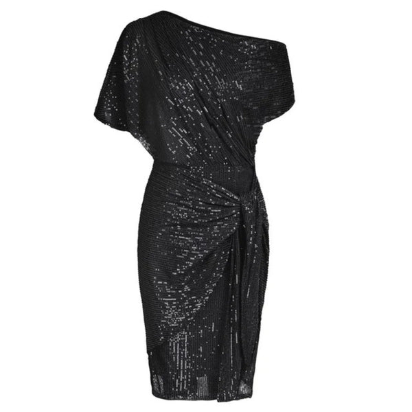 Sequin Off-Shoulder Wrap Dress
