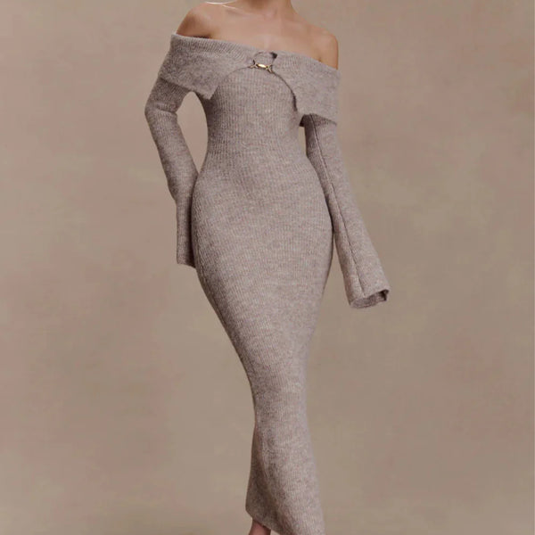 Aurora Off-Shoulder Knit Midi Dress